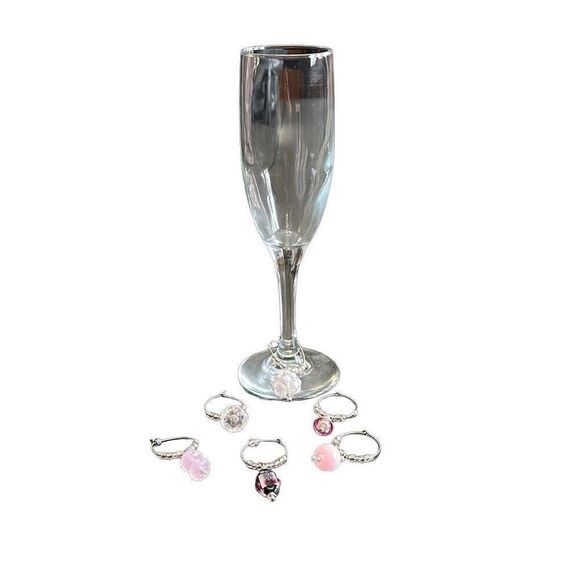 Handmade wine charms with glass pendants - Picture 1 of 3